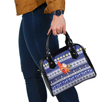 Nauru Christmas Shoulder Handbag Cute Santa Coat Of Arms Merry Xmas - Polynesian Pride