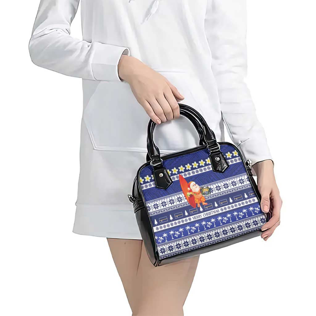 Nauru Christmas Shoulder Handbag Cute Santa Coat Of Arms Merry Xmas - Polynesian Pride