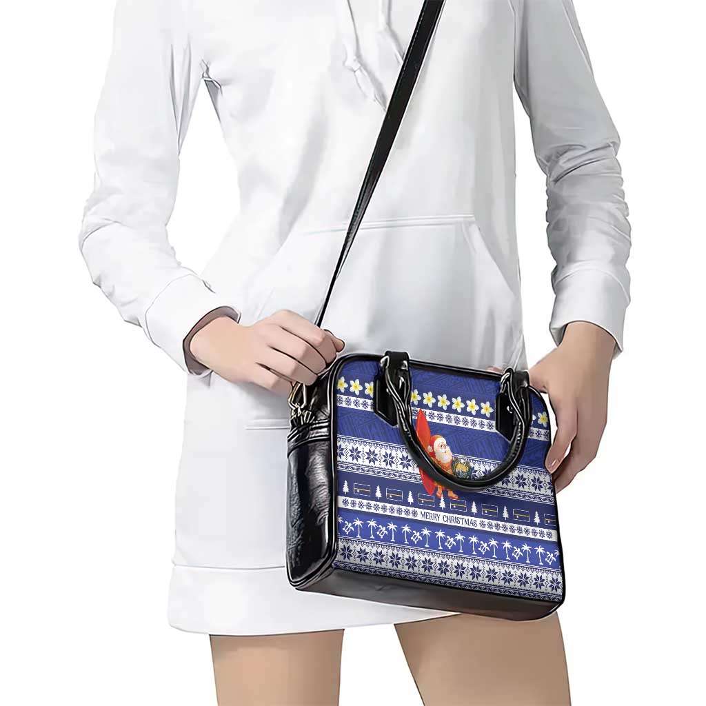 Nauru Christmas Shoulder Handbag Cute Santa Coat Of Arms Merry Xmas - Polynesian Pride