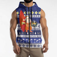 Nauru Christmas Sleeveless Zip Hoodie Cute Santa Coat Of Arms Merry Xmas - Polynesian Pride