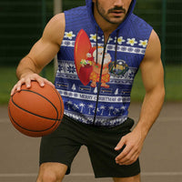 Nauru Christmas Sleeveless Zip Hoodie Cute Santa Coat Of Arms Merry Xmas - Polynesian Pride