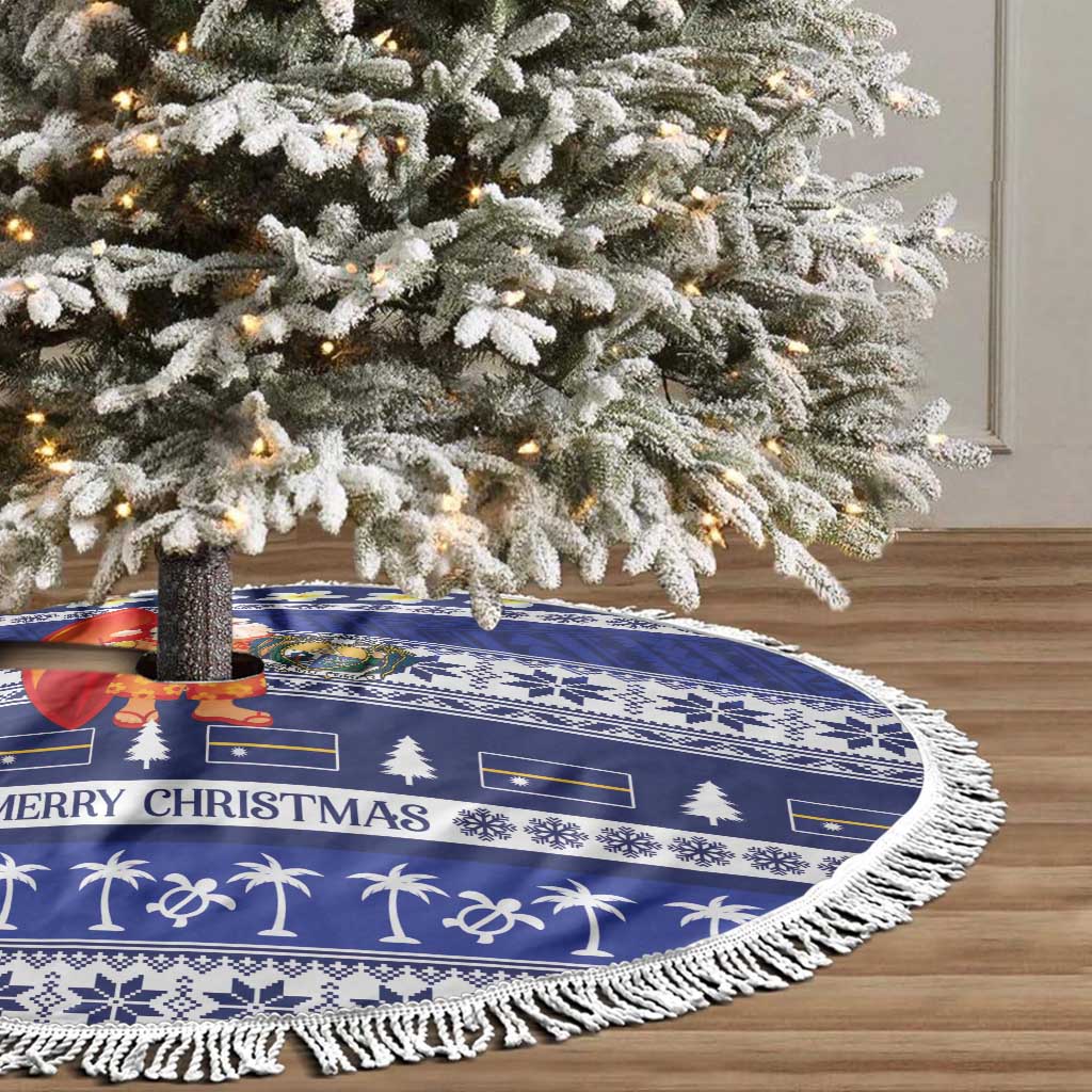 Nauru Christmas Tree Skirt Cute Santa Coat Of Arms Merry Xmas LT14 - Polynesian Pride