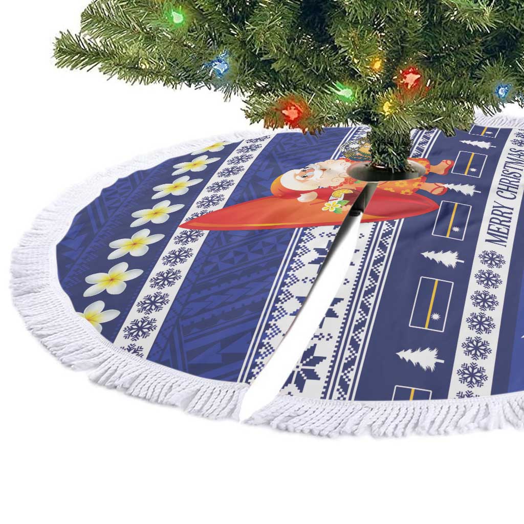 Nauru Christmas Tree Skirt Cute Santa Coat Of Arms Merry Xmas LT14 - Polynesian Pride