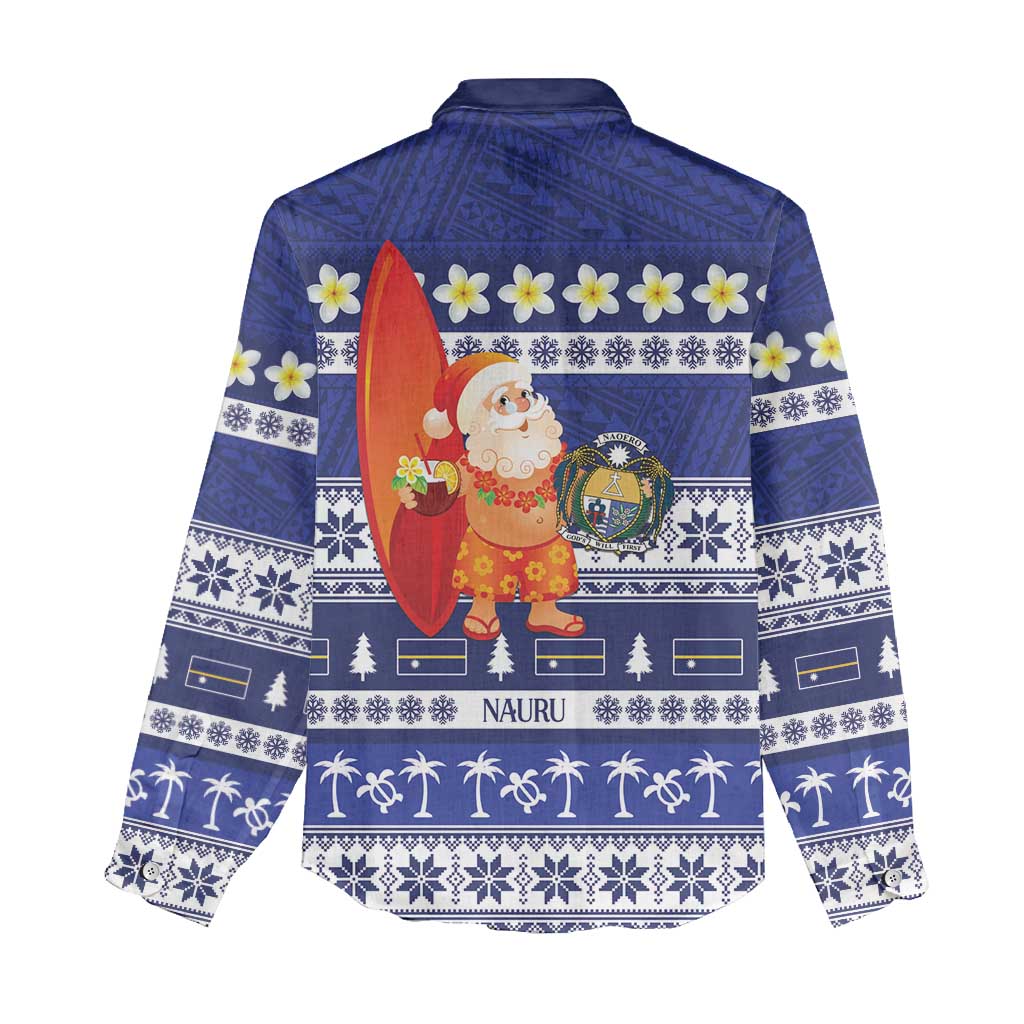 Nauru Christmas Women Casual Shirt Cute Santa Coat Of Arms Merry Xmas LT14 - Polynesian Pride