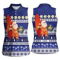 Nauru Christmas Women Sleeveless Polo Shirt Cute Santa Coat Of Arms Merry Xmas LT14 - Polynesian Pride