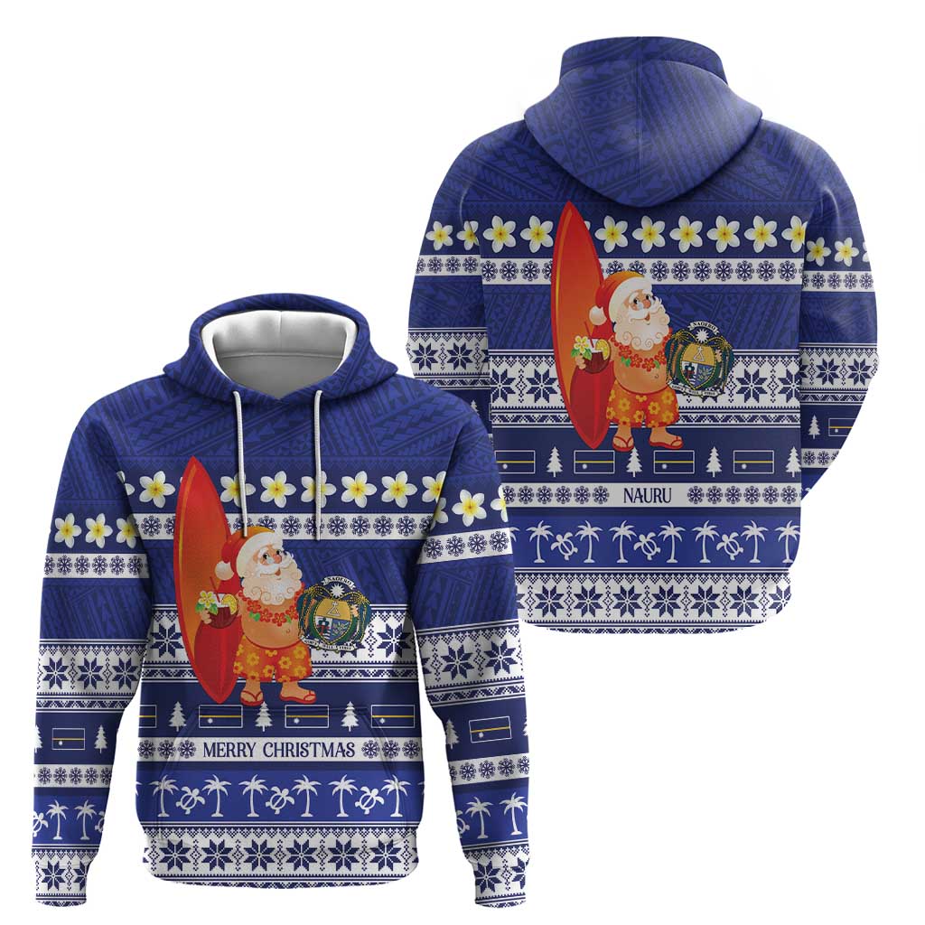 Nauru Christmas Zip Hoodie Cute Santa Coat Of Arms Merry Xmas - Polynesian Pride