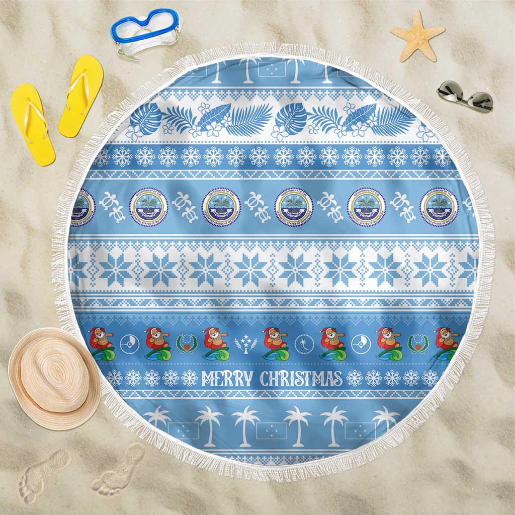 FSM Christmas Beach Blanket Merry Xmas Federated States of Micronesia LT14 One Size 150cm Blue - Polynesian Pride
