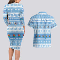 FSM Christmas Couples Matching Long Sleeve Bodycon Dress and Hawaiian Shirt Merry Xmas Federated States of Micronesia LT14 - Polynesian Pride