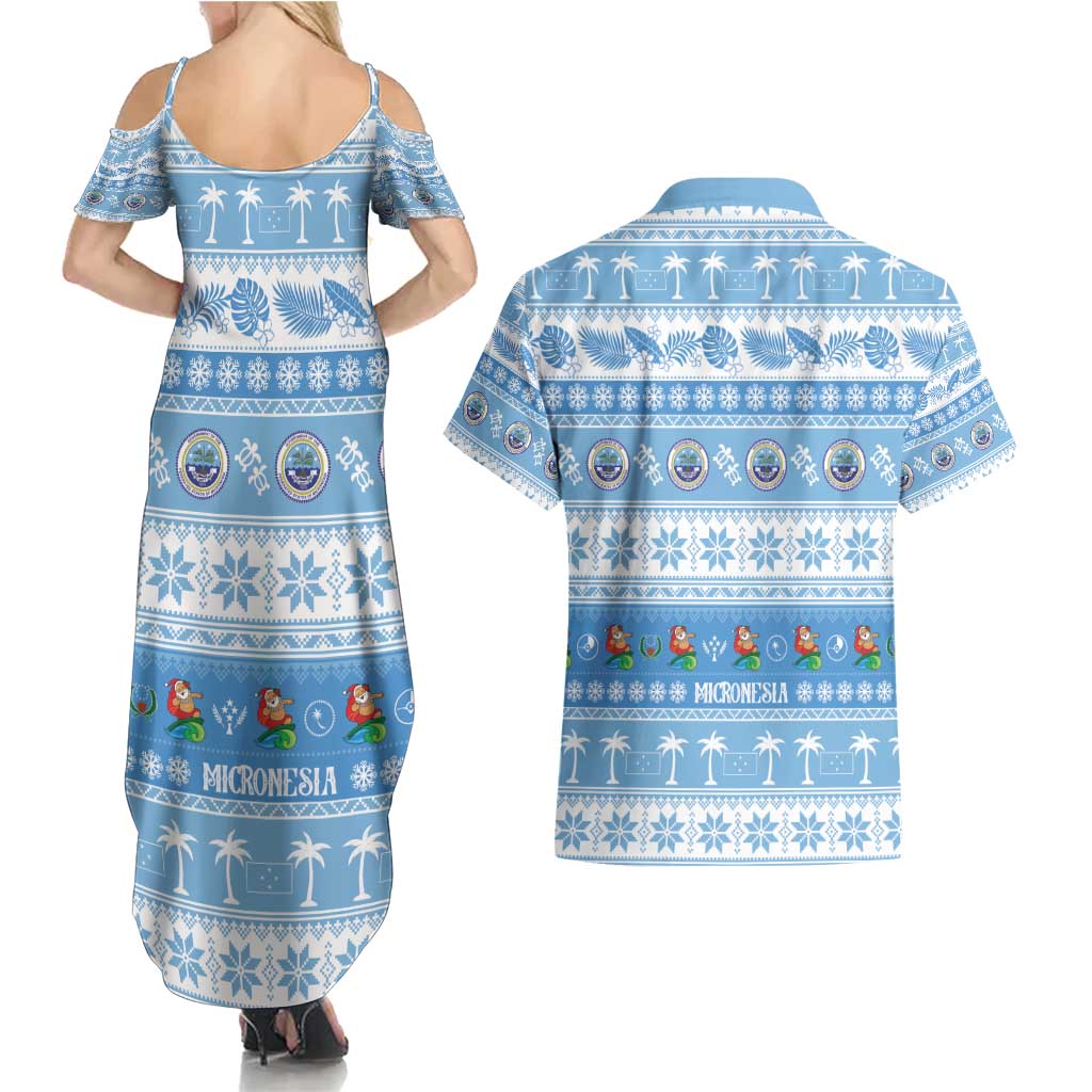 FSM Christmas Couples Matching Summer Maxi Dress and Hawaiian Shirt Merry Xmas Federated States of Micronesia LT14 - Polynesian Pride