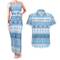 FSM Christmas Couples Matching Tank Maxi Dress and Hawaiian Shirt Merry Xmas Federated States of Micronesia LT14 Blue - Polynesian Pride