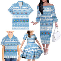 FSM Christmas Family Matching Off The Shoulder Long Sleeve Dress and Hawaiian Shirt Merry Xmas Federated States of Micronesia LT14 - Polynesian Pride