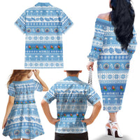 FSM Christmas Family Matching Off The Shoulder Long Sleeve Dress and Hawaiian Shirt Merry Xmas Federated States of Micronesia LT14 - Polynesian Pride