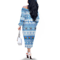 FSM Christmas Family Matching Off The Shoulder Long Sleeve Dress and Hawaiian Shirt Merry Xmas Federated States of Micronesia LT14 - Polynesian Pride