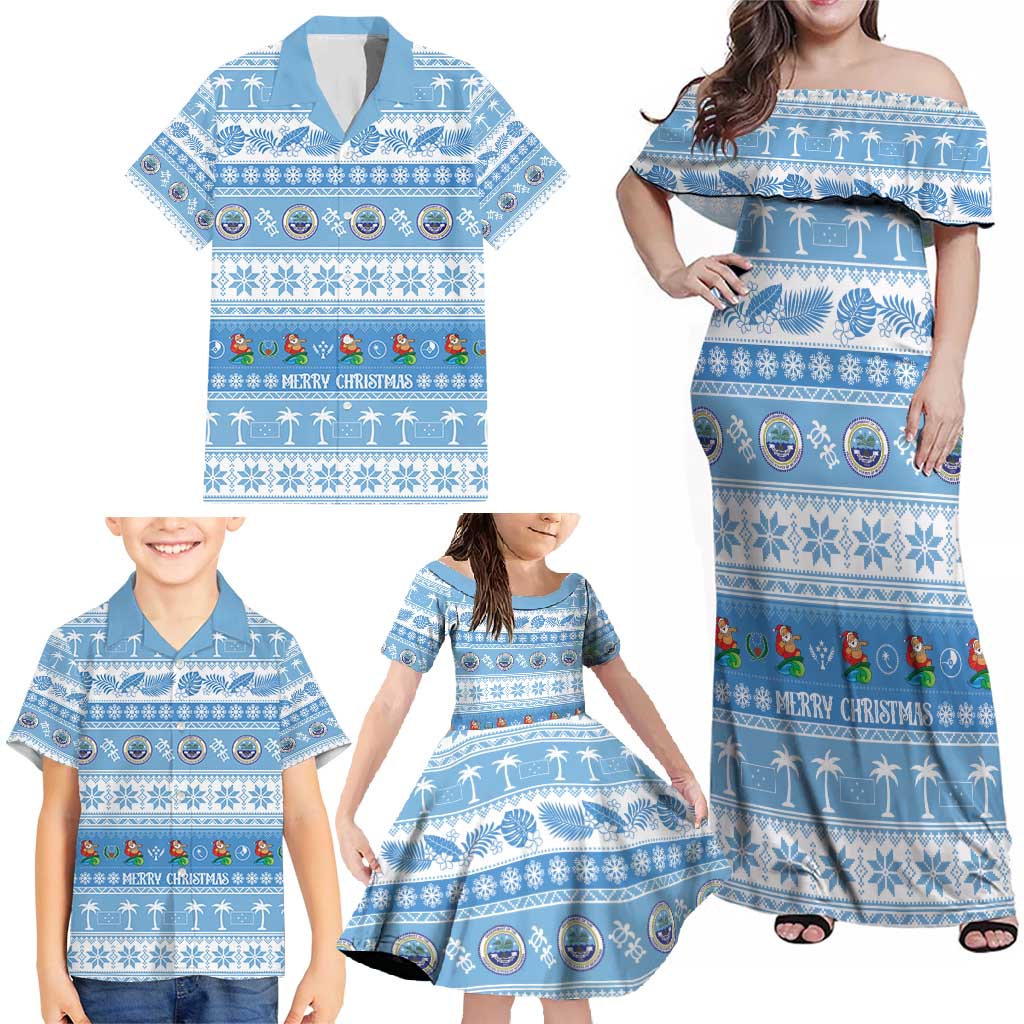 FSM Christmas Family Matching Off Shoulder Maxi Dress and Hawaiian Shirt Merry Xmas Federated States of Micronesia LT14 - Polynesian Pride