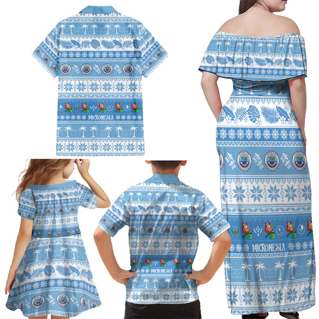 FSM Christmas Family Matching Off Shoulder Maxi Dress and Hawaiian Shirt Merry Xmas Federated States of Micronesia LT14 - Polynesian Pride