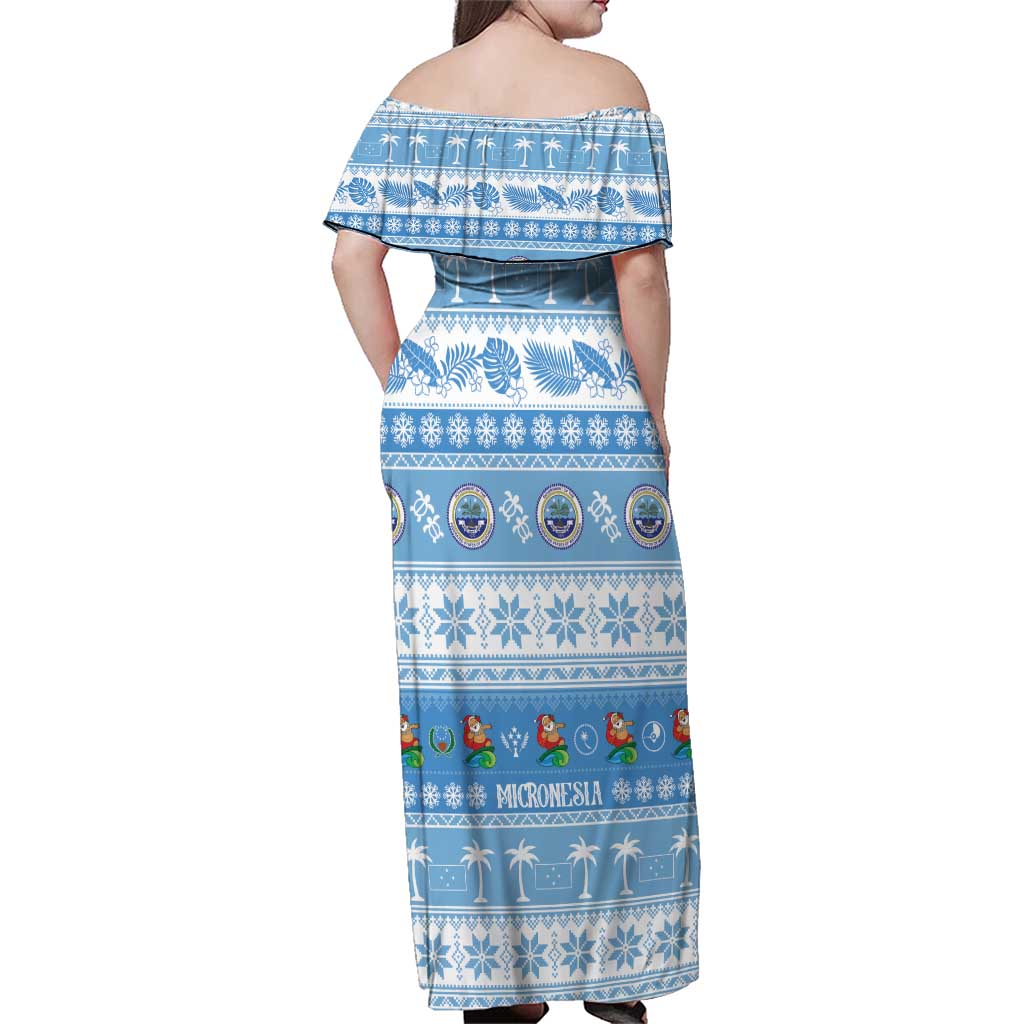 FSM Christmas Family Matching Off Shoulder Maxi Dress and Hawaiian Shirt Merry Xmas Federated States of Micronesia LT14 - Polynesian Pride