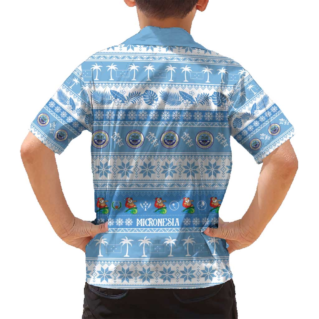 FSM Christmas Family Matching Off Shoulder Short Dress and Hawaiian Shirt Merry Xmas Federated States of Micronesia LT14 - Polynesian Pride