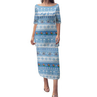 FSM Christmas Family Matching Puletasi and Hawaiian Shirt Merry Xmas Federated States of Micronesia LT14 Mom's Dress Blue - Polynesian Pride