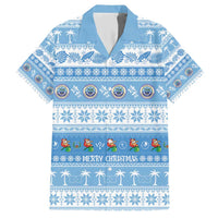 FSM Christmas Family Matching Short Sleeve Bodycon Dress and Hawaiian Shirt Merry Xmas Federated States of Micronesia LT14 Dad's Shirt - Short Sleeve Blue - Polynesian Pride