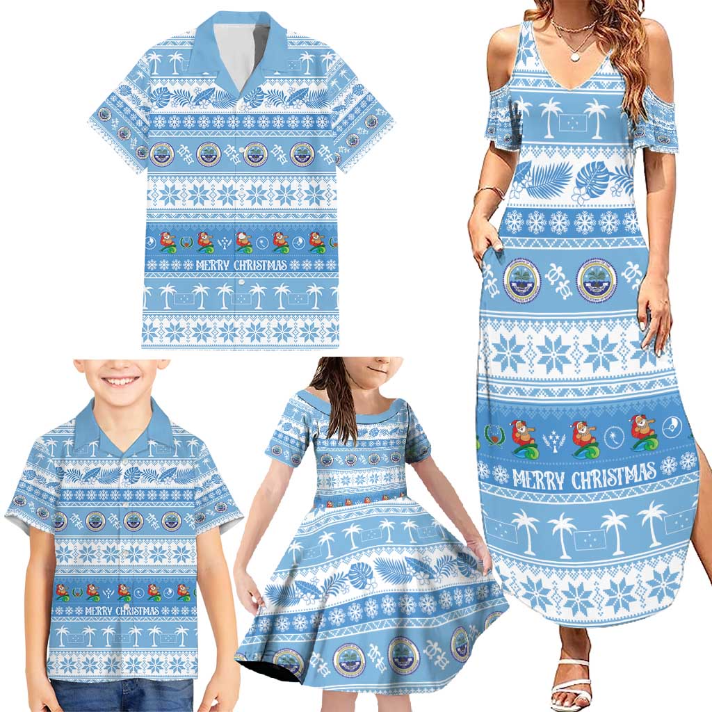 FSM Christmas Family Matching Summer Maxi Dress and Hawaiian Shirt Merry Xmas Federated States of Micronesia LT14 - Polynesian Pride