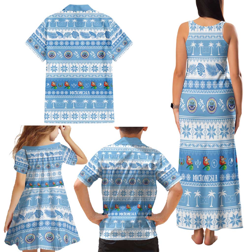 FSM Christmas Family Matching Tank Maxi Dress and Hawaiian Shirt Merry Xmas Federated States of Micronesia LT14 - Polynesian Pride