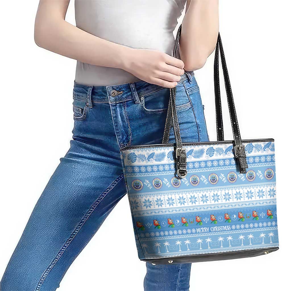 FSM Christmas Leather Tote Bag Merry Xmas Federated States of Micronesia - Polynesian Pride