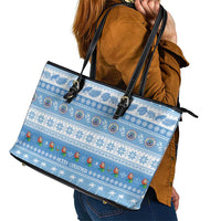 FSM Christmas Leather Tote Bag Merry Xmas Federated States of Micronesia - Polynesian Pride