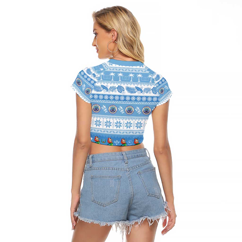 FSM Christmas Raglan Cropped T Shirt Merry Xmas Federated States of Micronesia - Polynesian Pride