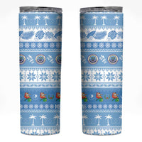 FSM Christmas Skinny Tumbler Merry Xmas Federated States of Micronesia LT14 Blue - Polynesian Pride