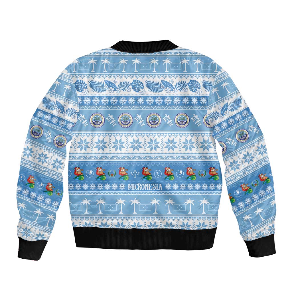 FSM Christmas Sleeve Zip Bomber Jacket Merry Xmas Federated States of Micronesia - Polynesian Pride