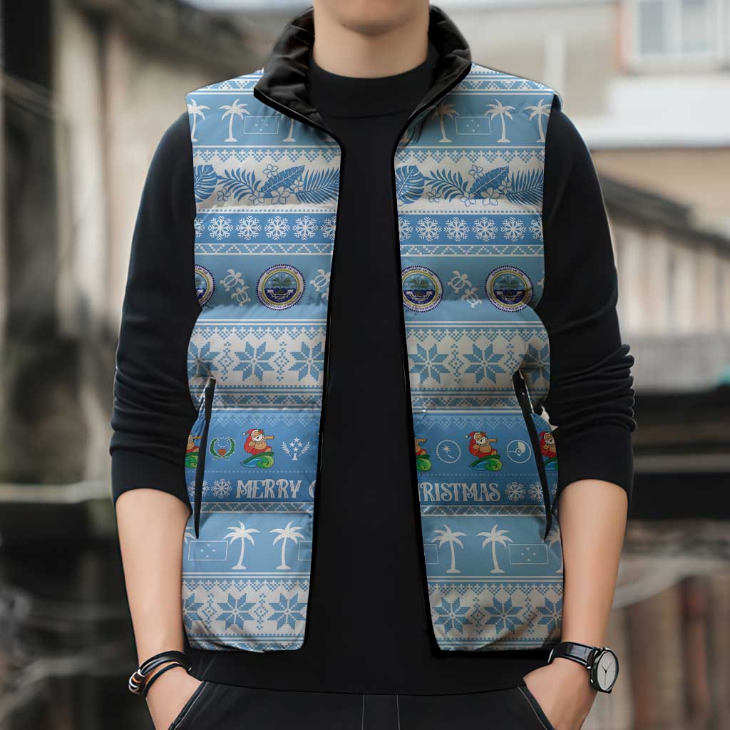 FSM Christmas Sleeveless Puffer Jacket Merry Xmas Federated States of Micronesia - Polynesian Pride