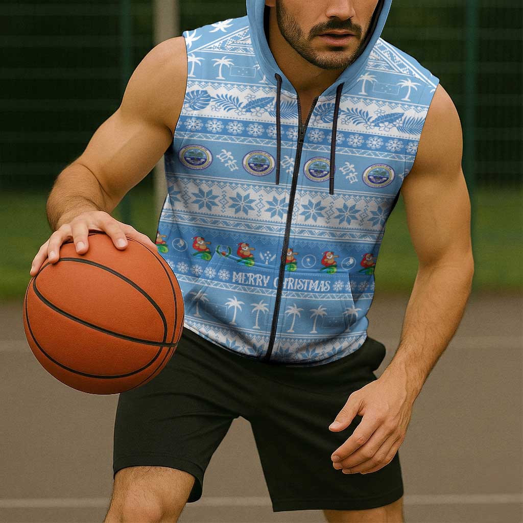 FSM Christmas Sleeveless Zip Hoodie Merry Xmas Federated States of Micronesia - Polynesian Pride