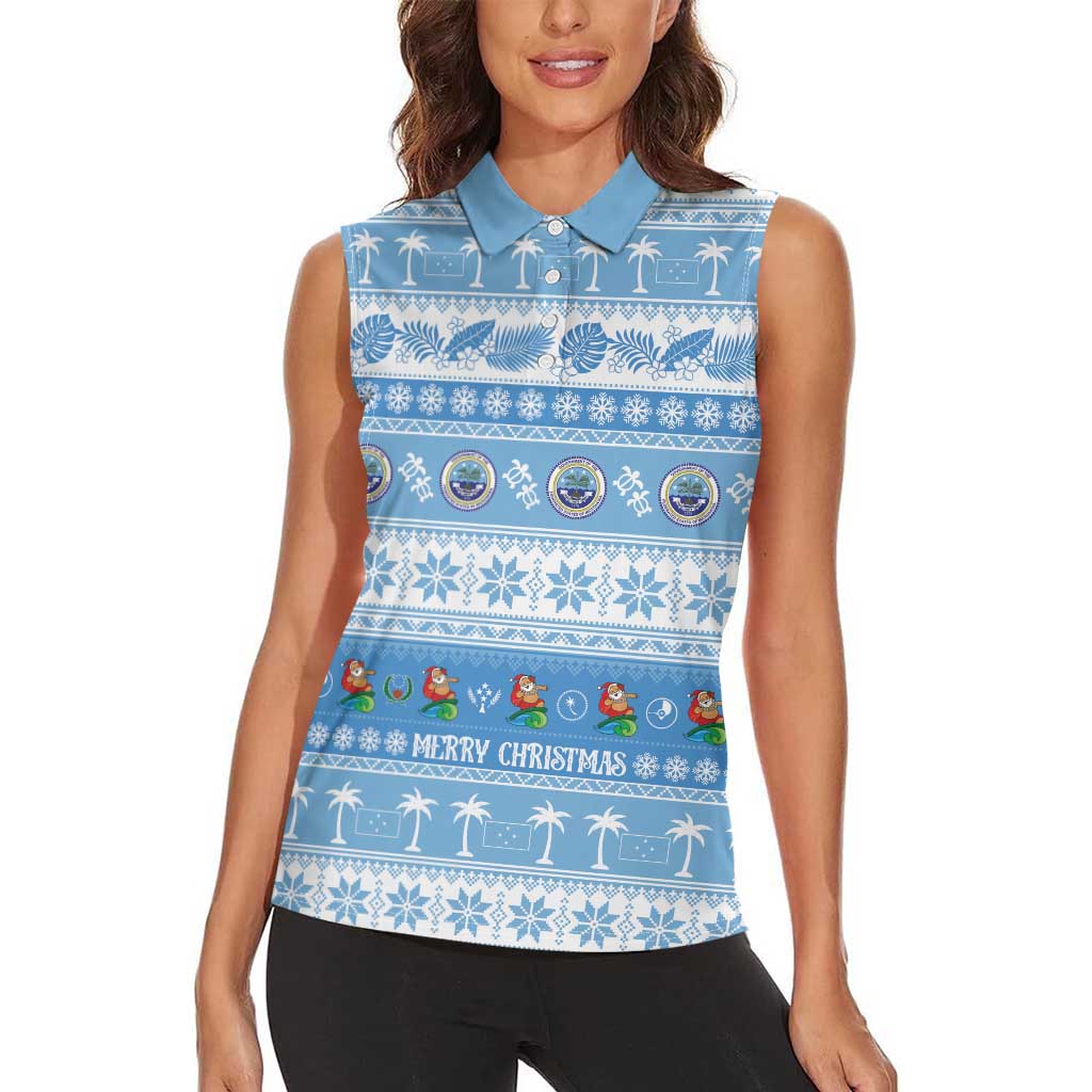 FSM Christmas Women Sleeveless Polo Shirt Merry Xmas Federated States of Micronesia LT14 - Polynesian Pride