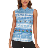 FSM Christmas Women Sleeveless Polo Shirt Merry Xmas Federated States of Micronesia LT14 - Polynesian Pride
