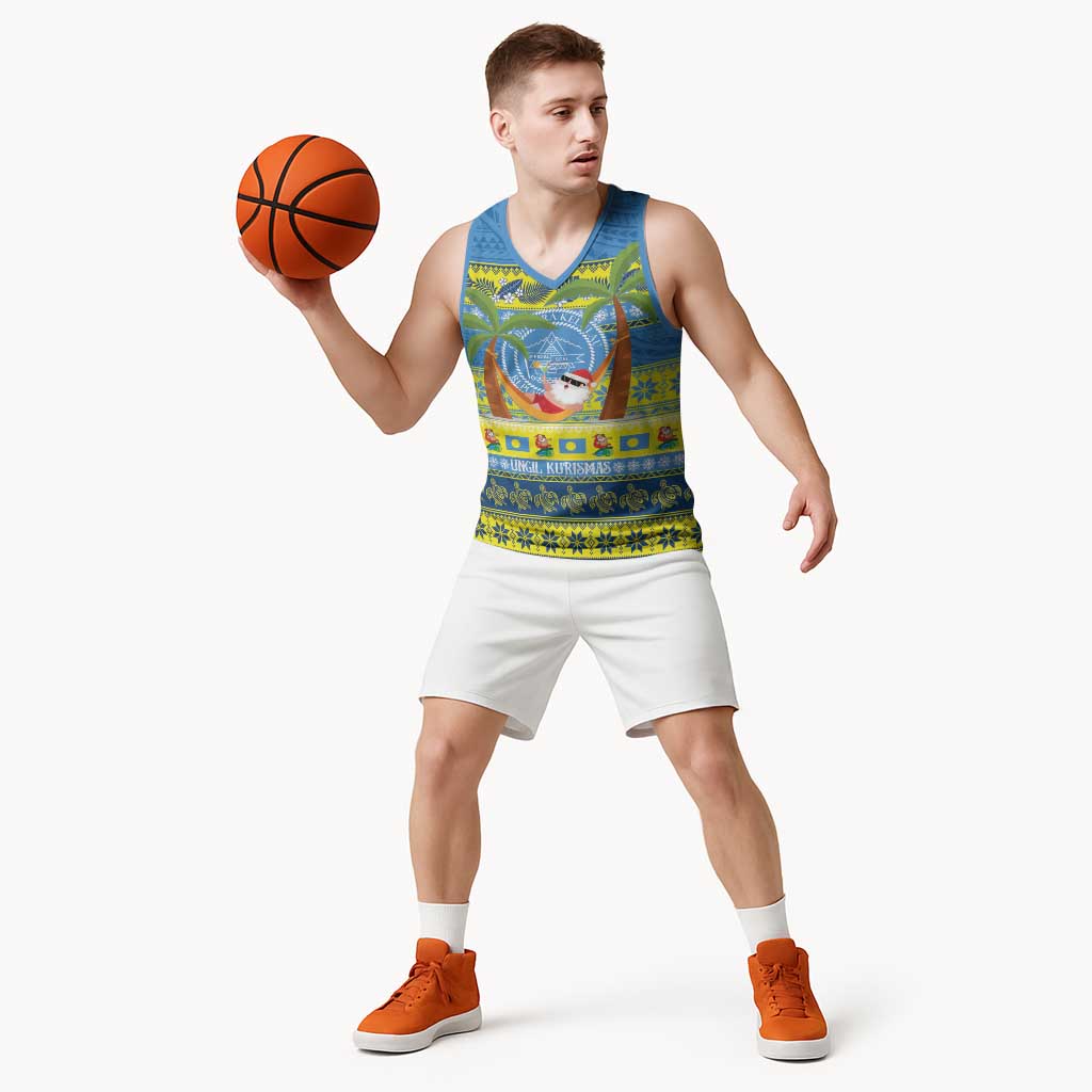 Palau Christmas Basketball Jersey Chilling Santa Ungil Kurismas - Polynesian Pride