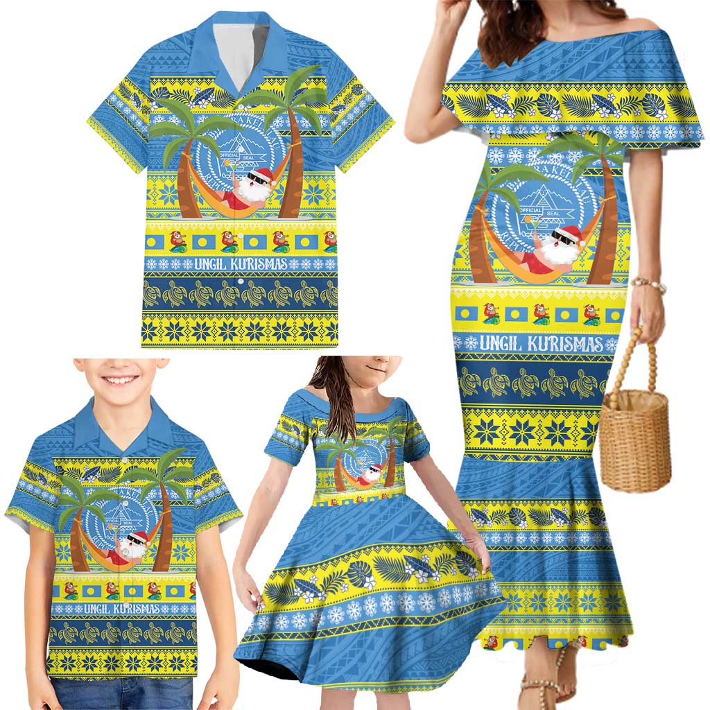 Palau Christmas Family Matching Mermaid Dress and Hawaiian Shirt Chilling Santa Ungil Kurismas LT14 - Polynesian Pride