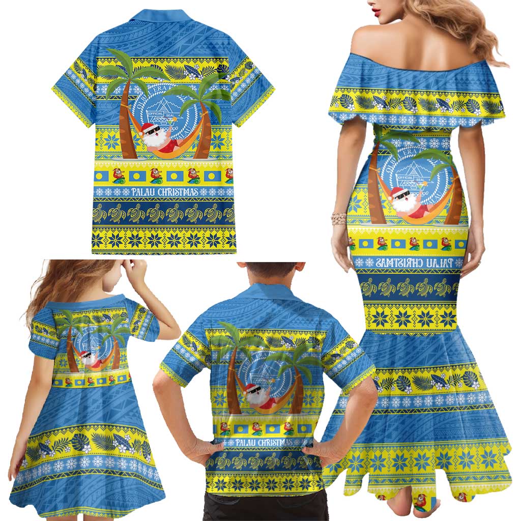 Palau Christmas Family Matching Mermaid Dress and Hawaiian Shirt Chilling Santa Ungil Kurismas LT14 - Polynesian Pride