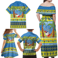 Palau Christmas Family Matching Off Shoulder Maxi Dress and Hawaiian Shirt Chilling Santa Ungil Kurismas LT14 - Polynesian Pride