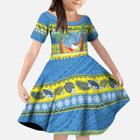 Palau Christmas Family Matching Puletasi and Hawaiian Shirt Chilling Santa Ungil Kurismas LT14 Daughter's Dress Yellow - Polynesian Pride