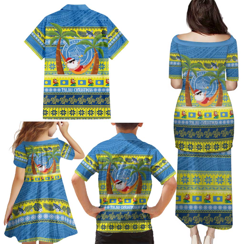 Palau Christmas Family Matching Puletasi and Hawaiian Shirt Chilling Santa Ungil Kurismas LT14 - Polynesian Pride