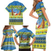 Palau Christmas Family Matching Short Sleeve Bodycon Dress and Hawaiian Shirt Chilling Santa Ungil Kurismas LT14 - Polynesian Pride