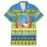 Palau Christmas Family Matching Short Sleeve Bodycon Dress and Hawaiian Shirt Chilling Santa Ungil Kurismas LT14 Dad's Shirt - Short Sleeve Yellow - Polynesian Pride