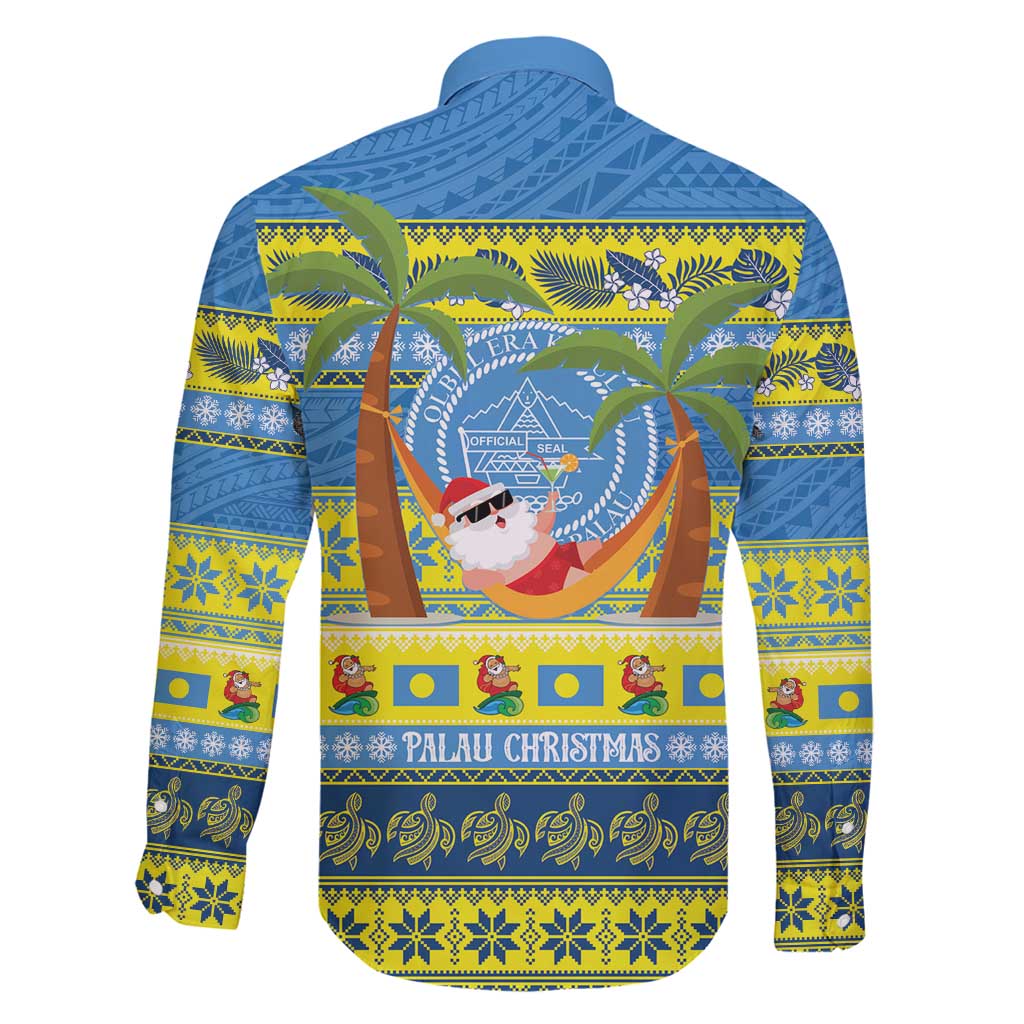 Palau Christmas Family Matching Summer Maxi Dress and Hawaiian Shirt Chilling Santa Ungil Kurismas LT14 - Polynesian Pride