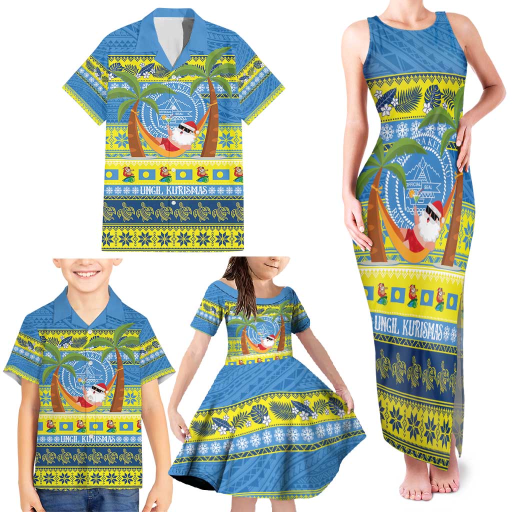 Palau Christmas Family Matching Tank Maxi Dress and Hawaiian Shirt Chilling Santa Ungil Kurismas LT14 - Polynesian Pride