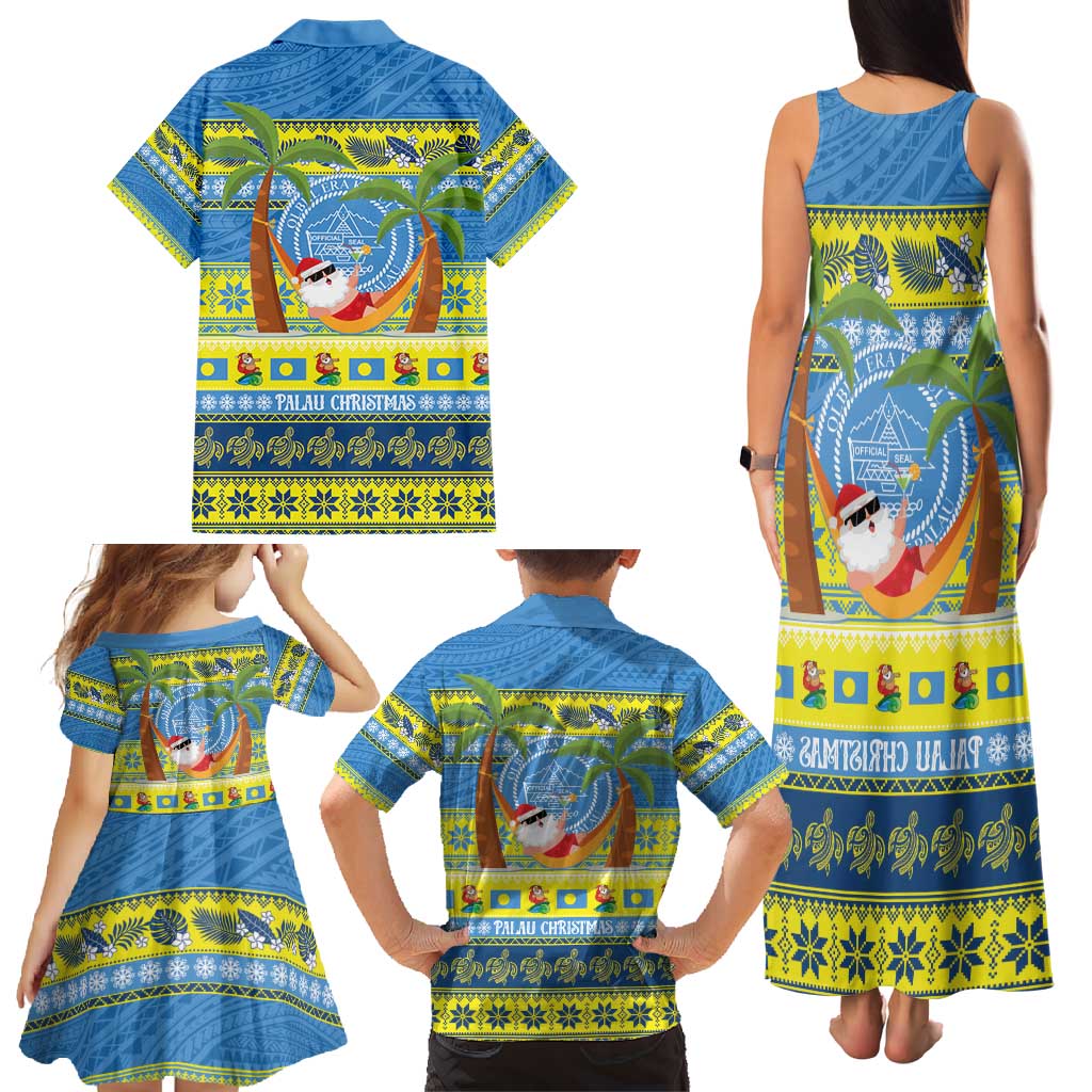 Palau Christmas Family Matching Tank Maxi Dress and Hawaiian Shirt Chilling Santa Ungil Kurismas LT14 - Polynesian Pride