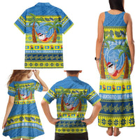 Palau Christmas Family Matching Tank Maxi Dress and Hawaiian Shirt Chilling Santa Ungil Kurismas LT14 - Polynesian Pride