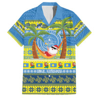 Palau Christmas Family Matching Tank Maxi Dress and Hawaiian Shirt Chilling Santa Ungil Kurismas LT14 Dad's Shirt - Short Sleeve Yellow - Polynesian Pride