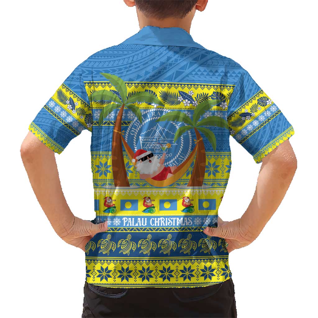 Palau Christmas Kid Hawaiian Shirt Chilling Santa Ungil Kurismas - Polynesian Pride