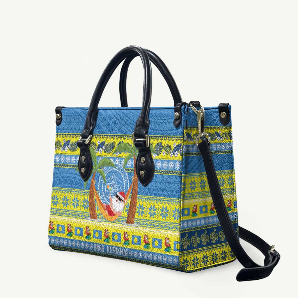 Palau Christmas Leather Bag Chilling Santa Ungil Kurismas - Polynesian Pride