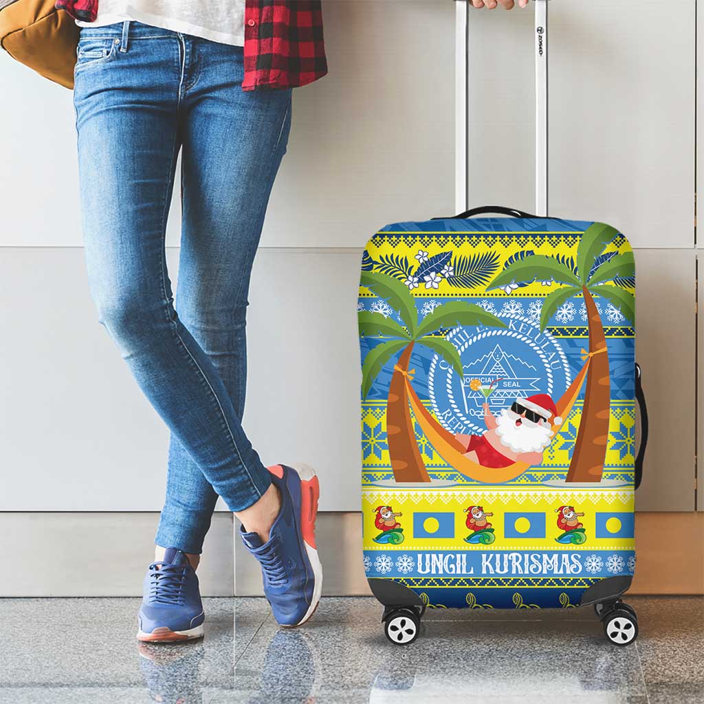 Palau Christmas Luggage Cover Chilling Santa Ungil Kurismas - Polynesian Pride